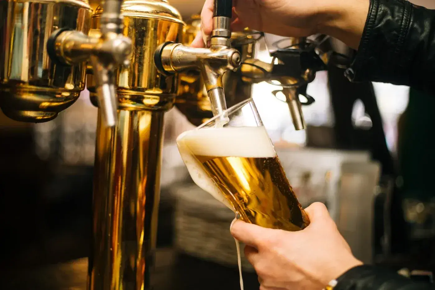 Pulling a pint at the clubhouse bar