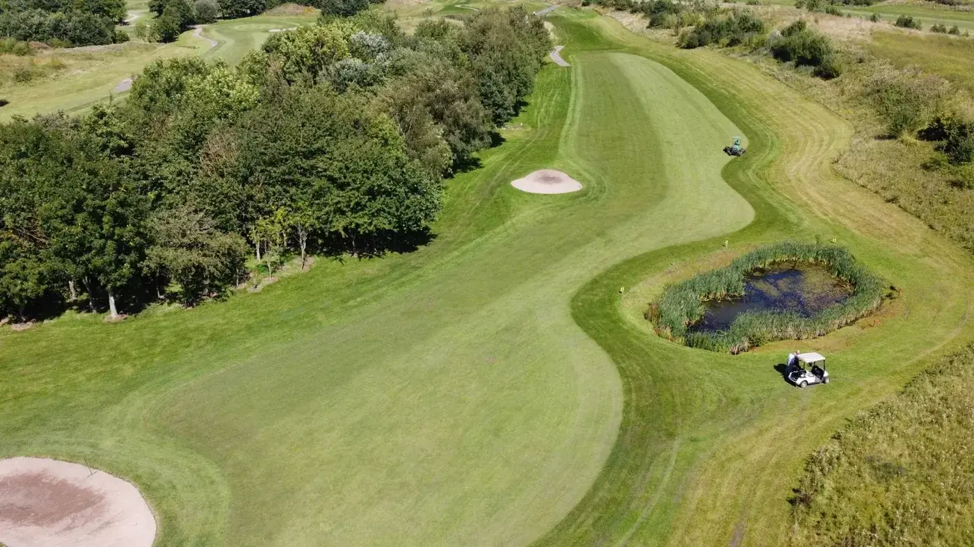 Drone view along a fairway