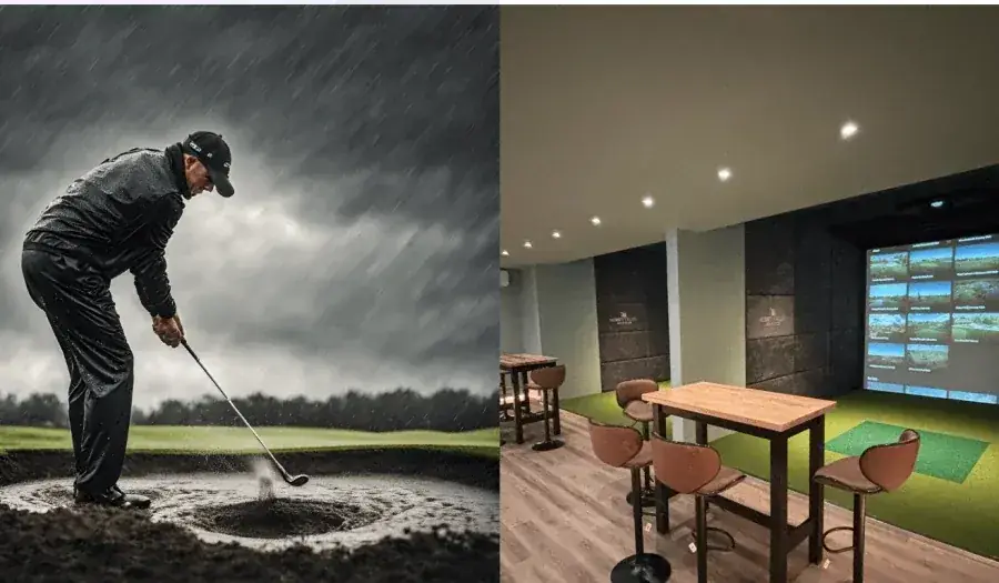 Golf coaching in the simulator bay