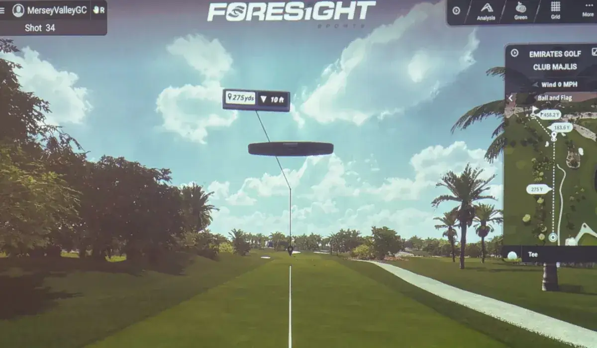 Foresight Sports simulator screen showing a golf course